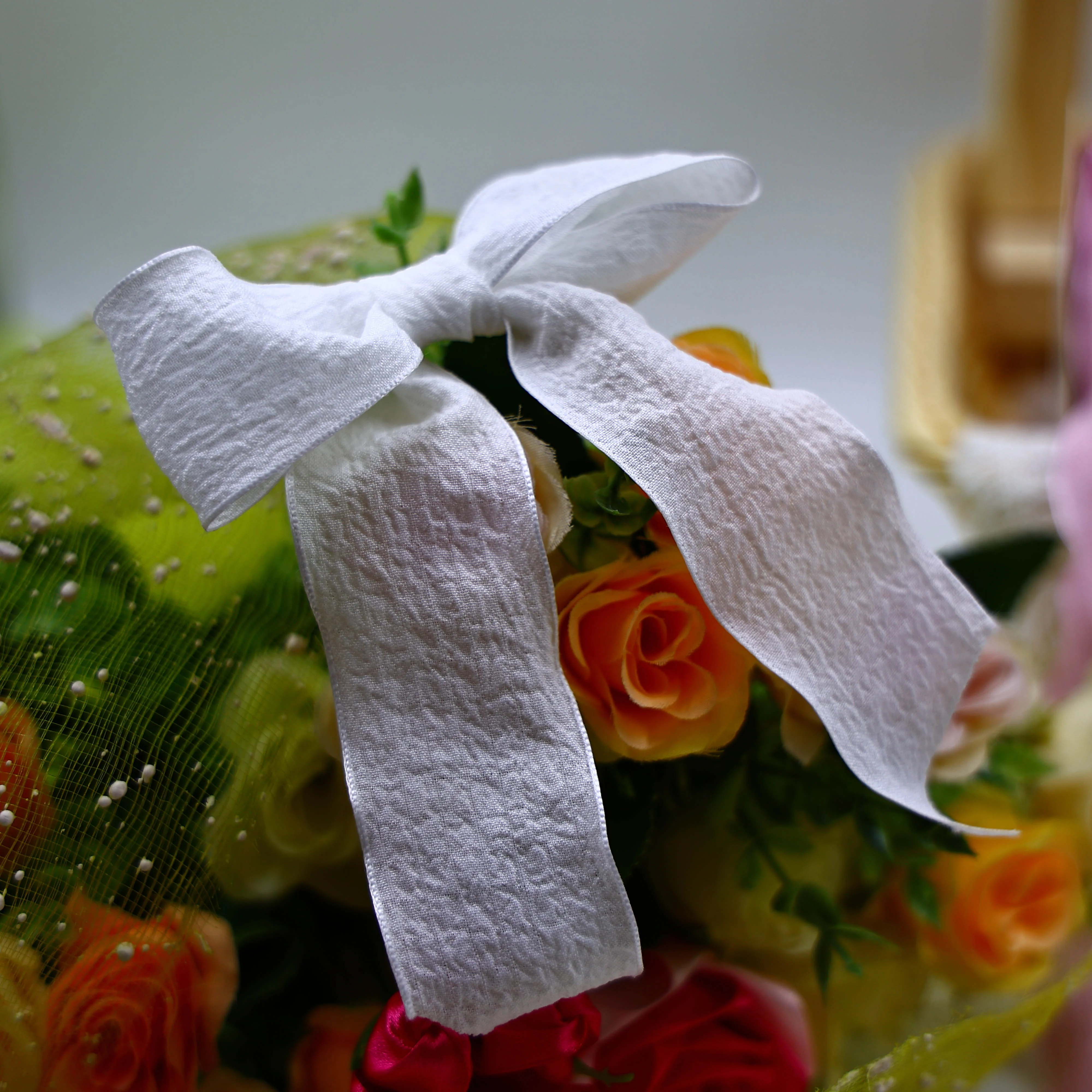Ruffled Polyester Fabric  Ribbon Roll Custom Logo Printed Ribbon Hot Foil Printing Roll Bowknot Pleated Ribbon