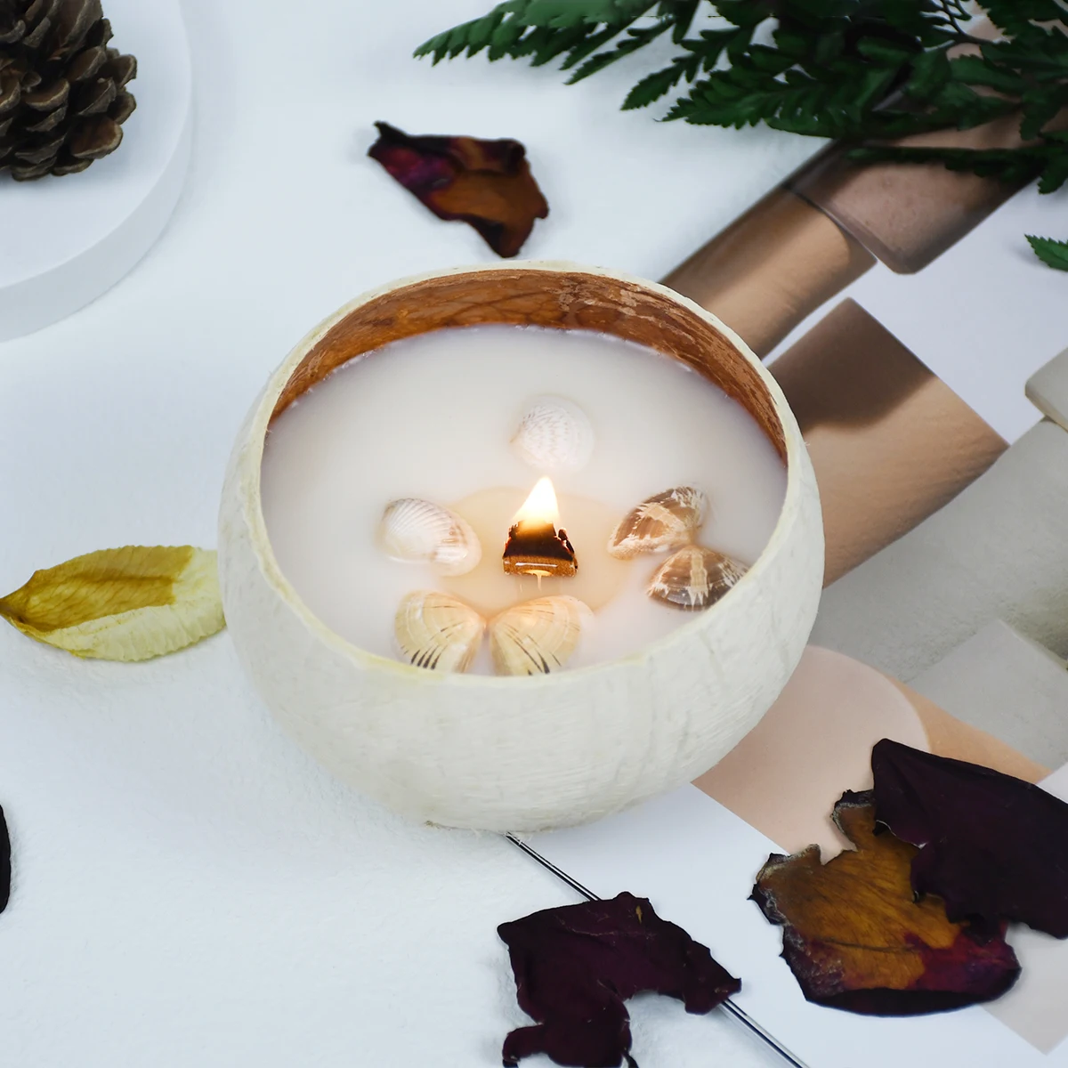 coconut shell candle blended soy wax pure soy wax candle  natural cocobowl supplier handmade scented candles