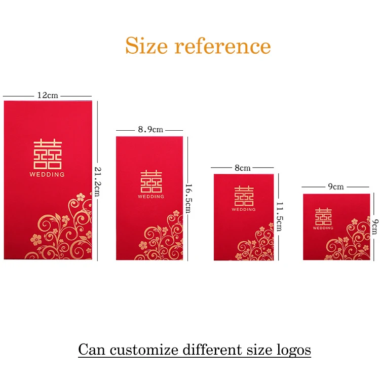 2021 wholesale custom printed wedding red packaging envelopes chinese new year red packets with logo