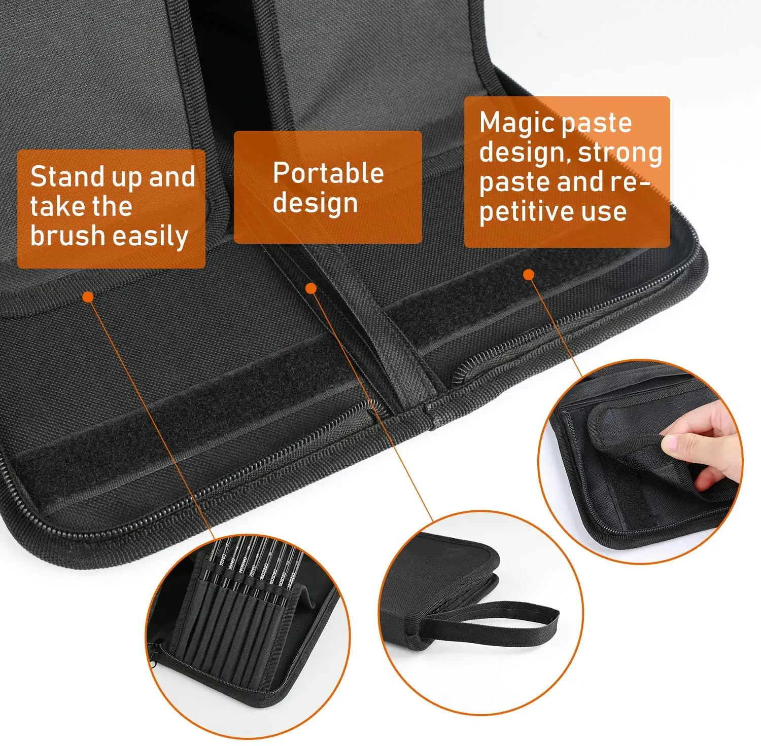 Meihui Art 15pcs Watercolor Brushes Acrylic Paint Brushes Set Short Paintbrushes with Carrying Case