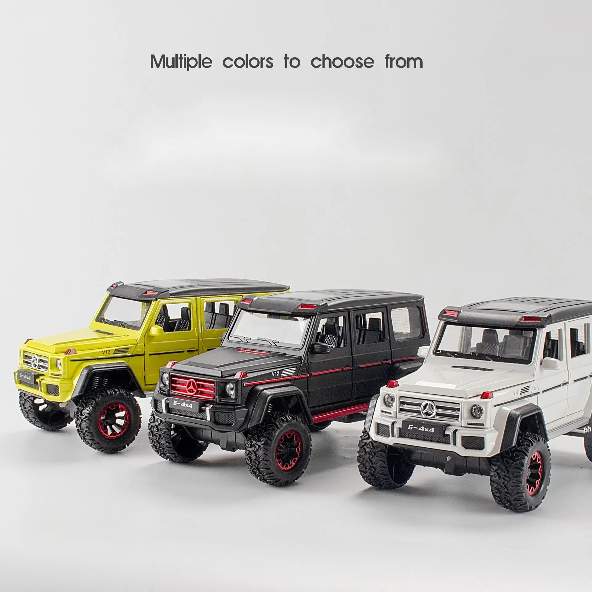 1:24 большие колеса G500 4X4 большая внедорожная модель автомобиля из сплава может нажать на вытяжной механизм со звуком и светом
