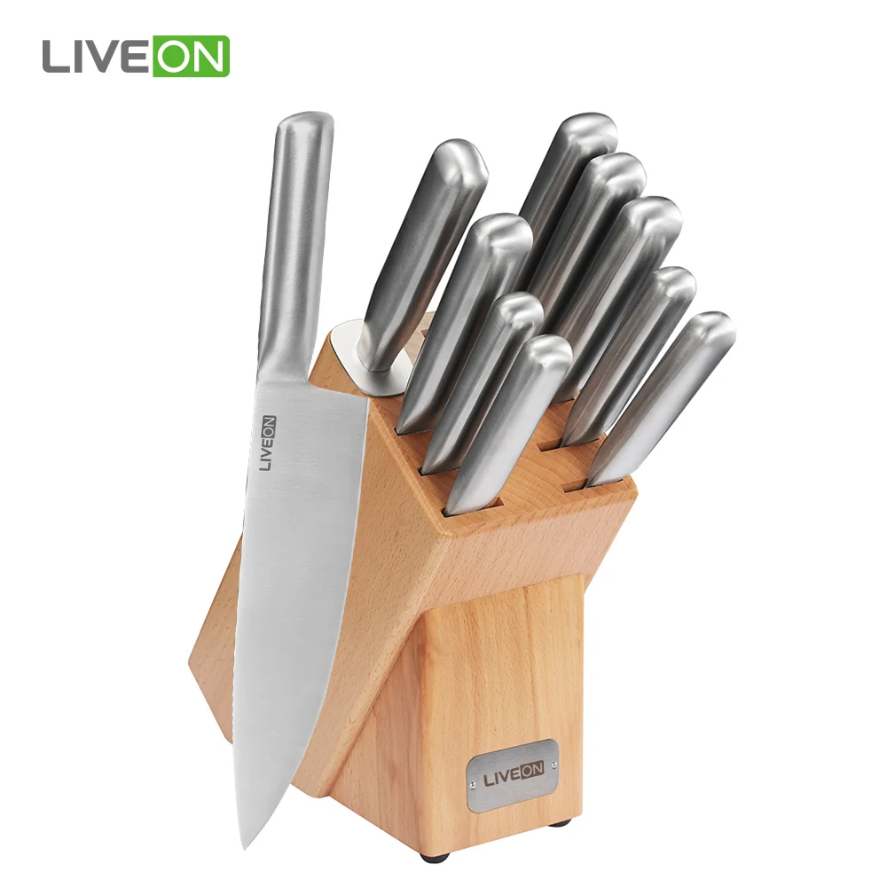 
Amazon Hot Sell Block Kitchen Knife Set Block Stainless Knife Set with with Block 