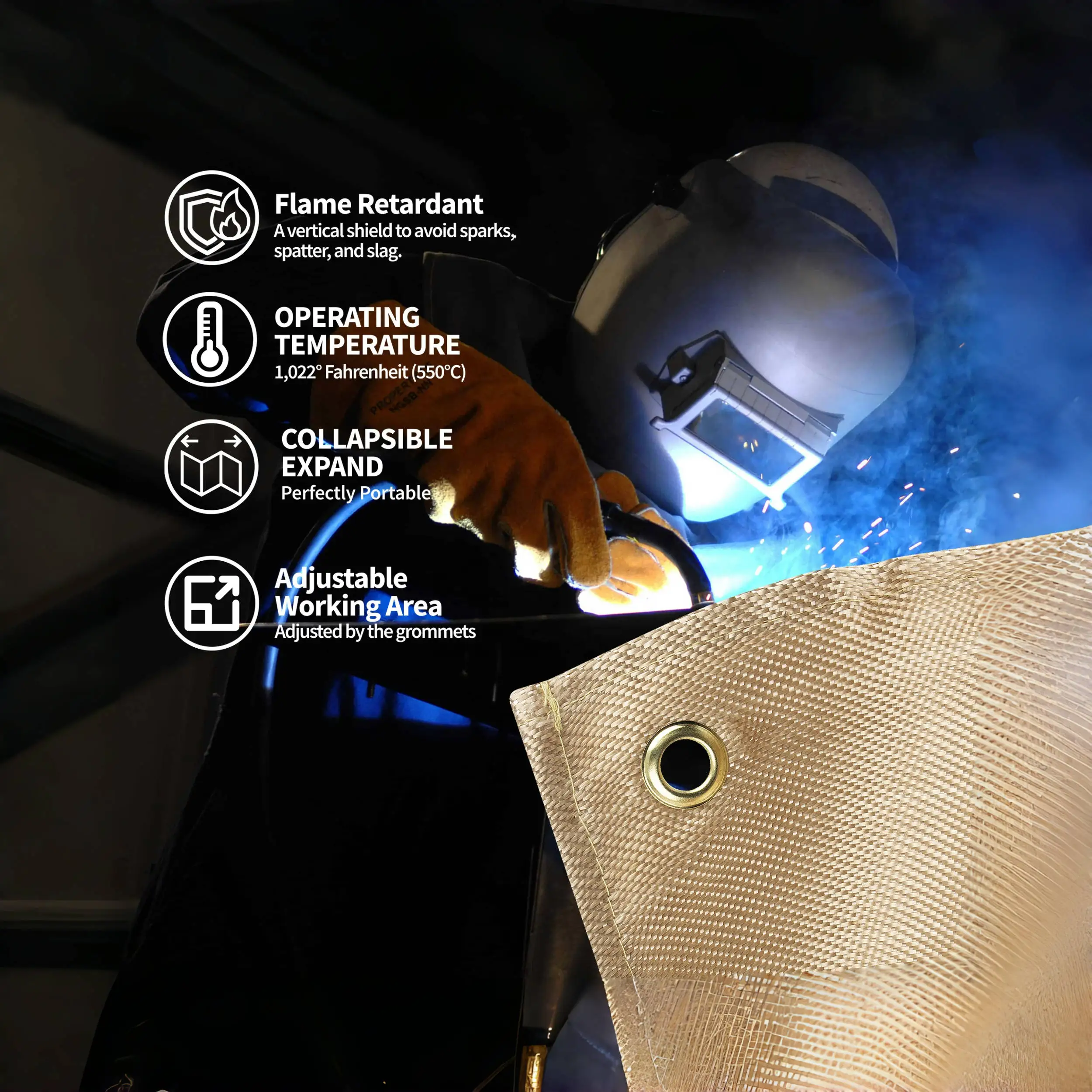 Heat Insulation Welding Curtain Fiberglass Cloth Spark Protection Fire Resistant Welding Blanket