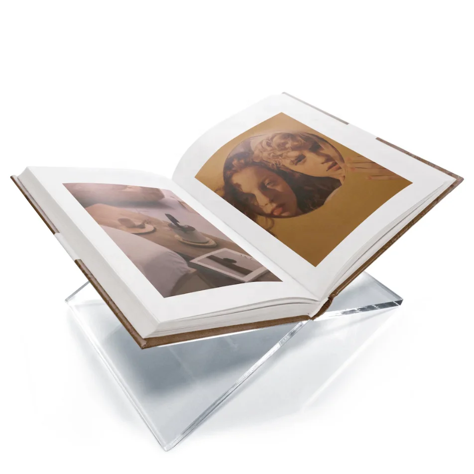 Transparent Folded Open Acrylic Book Stand Reading Holder Shelf Acrylic Cookbook Display Stand