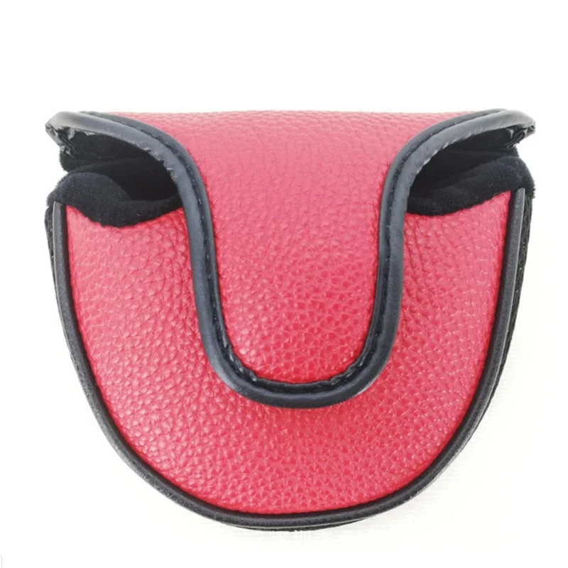 Black Red PU Leather Magnetic Golf Mallet Clubs Cover Custom Made Mallet Golf Putter Headcover