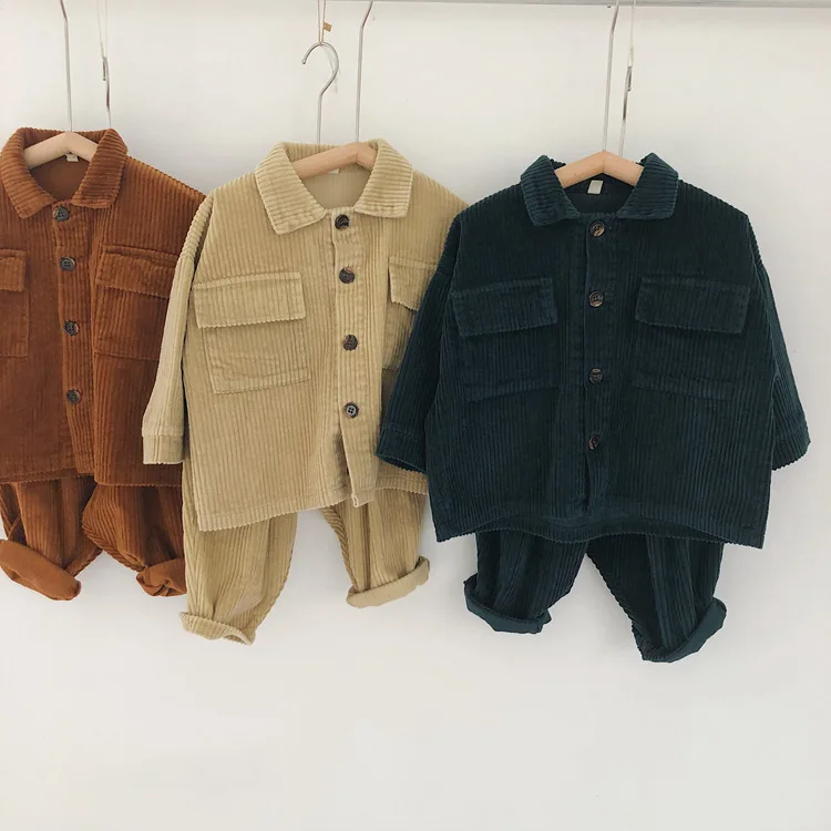 Kid Corduroy Jacket  2022 Spring and Autumn for Children Clothing Casual Long Sleeves Coat Boys Clothing Sets