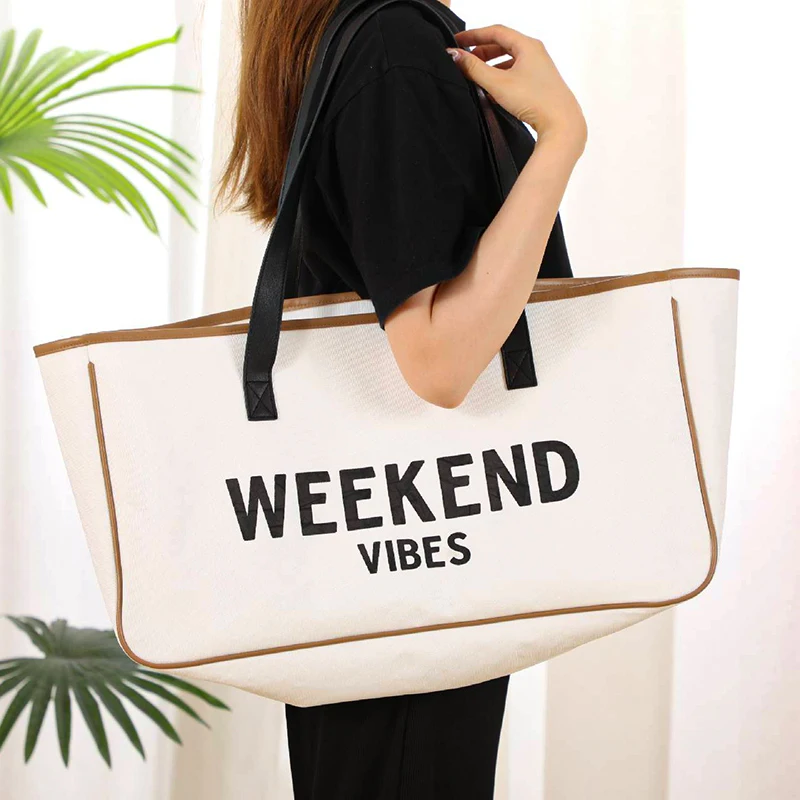 Wholesale Fashion Custom Design Tote Bag Canvas Weekender Print Bags Women Handbags