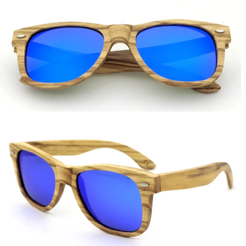 High quality handmade Custom Logo Style polarized lens wooden sunglasses & Bamboo Case zebra wood eyewear  for women men
