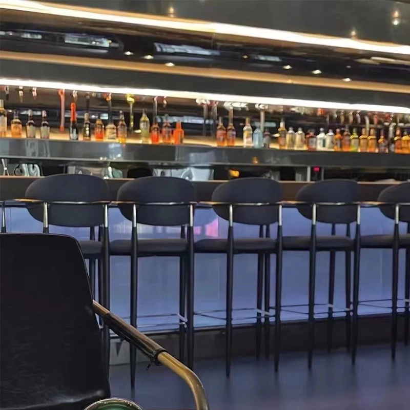 Contemporary High Bar Stool Chair Leather Seat Metal Kitchen Dining Hotel Coffee Shop Modern Home Bar Furniture