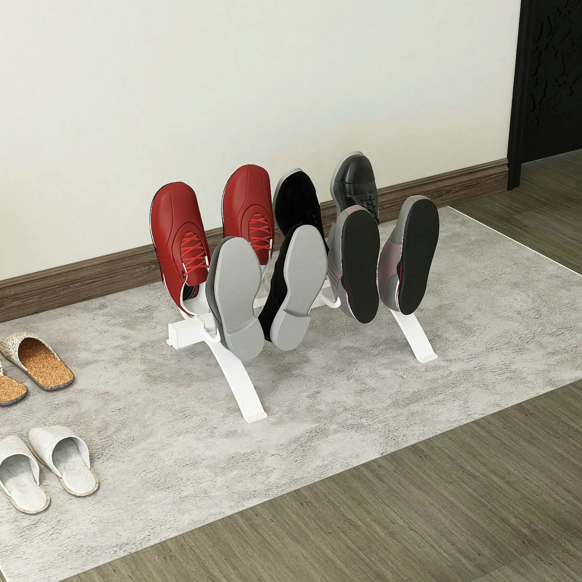 EVIA Household 4 Pair Floorstanding Heated Boot Rack Electric Shoe Dryer