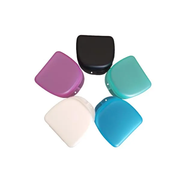 Frosted surface plastic dental orthodontic retainer box with vent holes