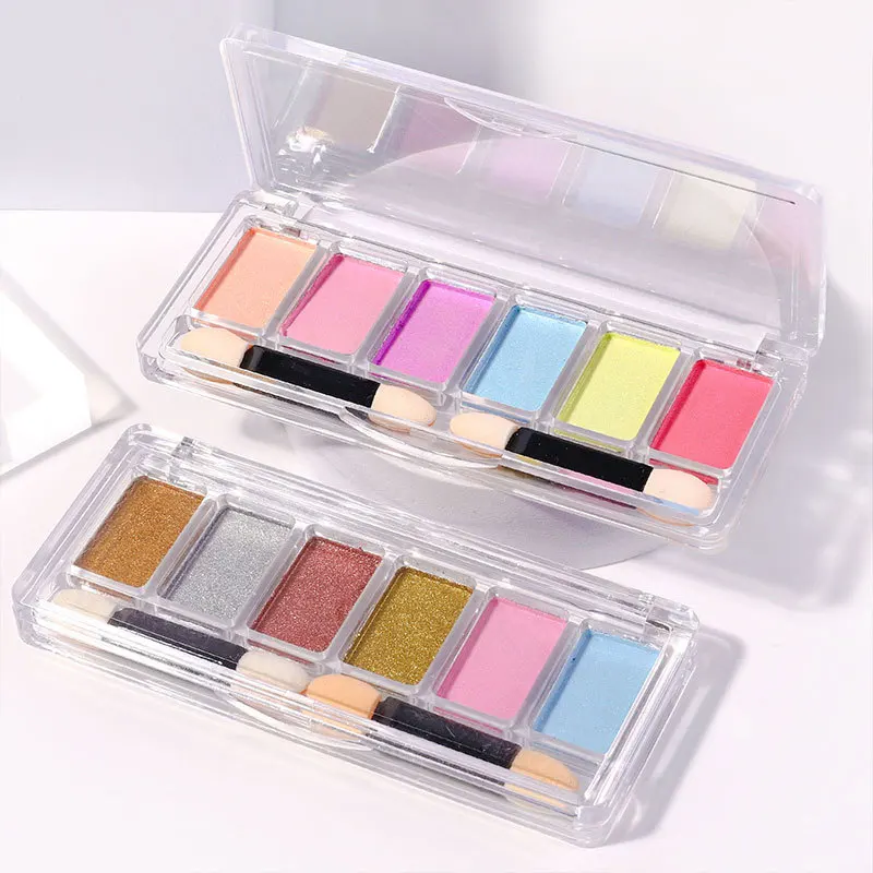 Sexy 6-Color Combination Set Aurora Solid Magic Mirror Effect Powder Solid Nail Powder