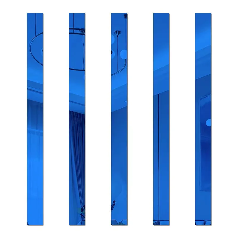 Acrylic Mirror Wall Stickers decorative plastic wall panels self adhesive blue strip wall stickers
