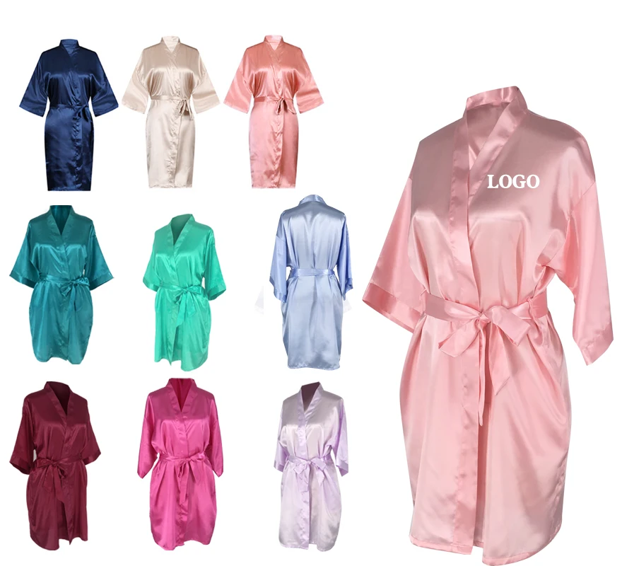 
Wholesale Custom Women Long Bath Robe Wedding Bridesmaid Party Kimono Satin Bridal Robes 