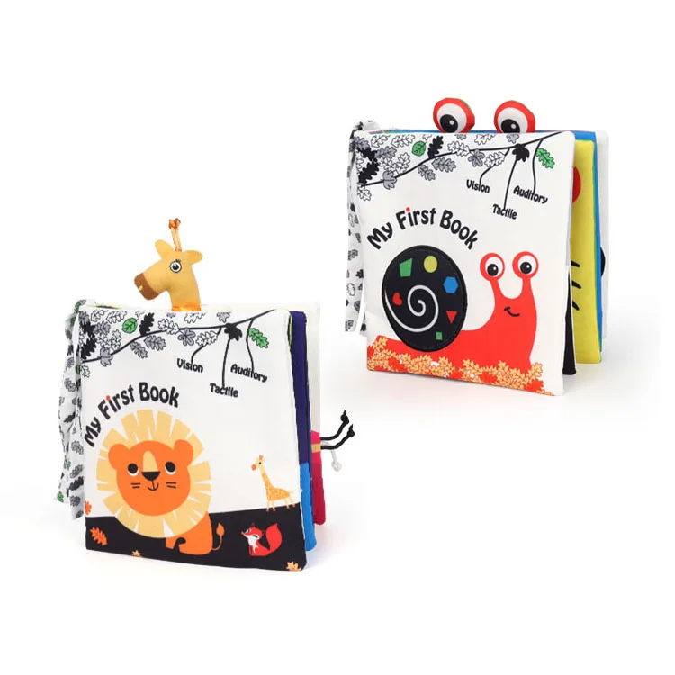 Early Educational Black and White Animals Story Book Baby Soft Fabric Child Touch Feel Cloth for Babies Toys 0 6