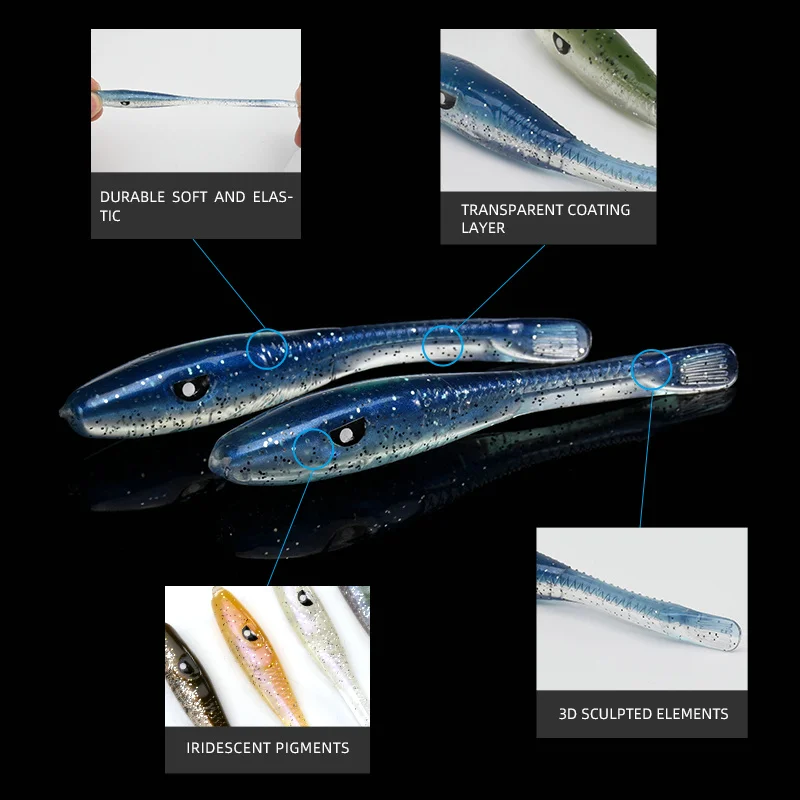 ALLBLUE CRAZY EEL Seabass Artificial Bait Silicone Worm Soft Fishing Lure