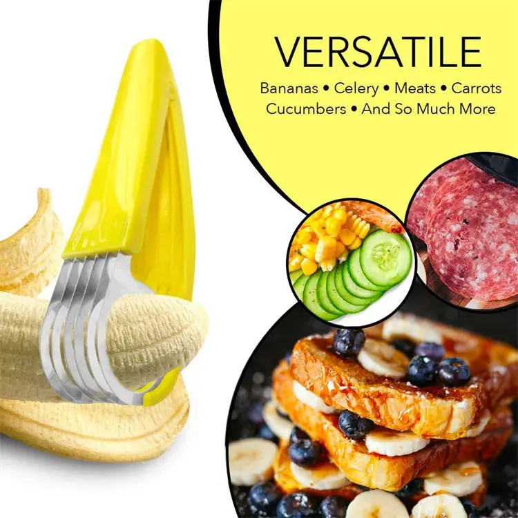 Kitchen Accessories Banana Slicer Fruit Vegetable Sausage Slicer Stainless Steel Banana Cutter Salad Sundaes Cooking Tools