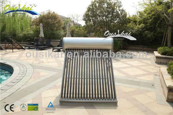 Thermosiphon stainless steel non-pressurized solar water heater system for household hot water