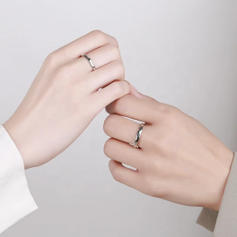 925 Sterling Silver Sun Moon Couple Rings Open Adjustable Ring Each Other Lover Couple Friends Gift Wedding Jewelry Rings