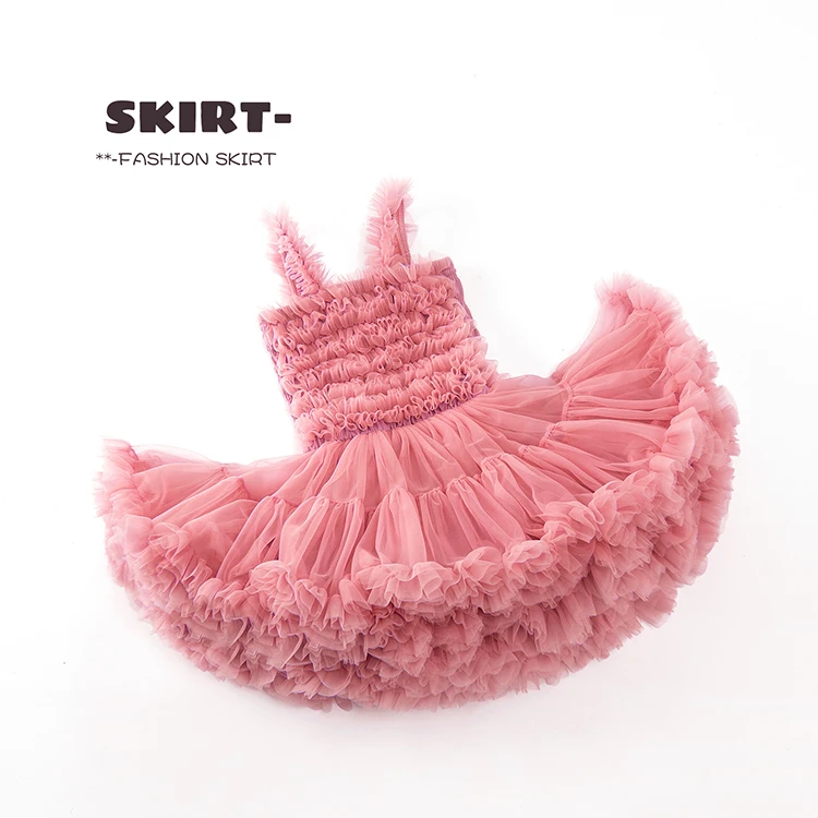 Toddler baby girls dress Sling sleeveless performance suit baby festival daily classic dancing elastic puff party ruffled dress