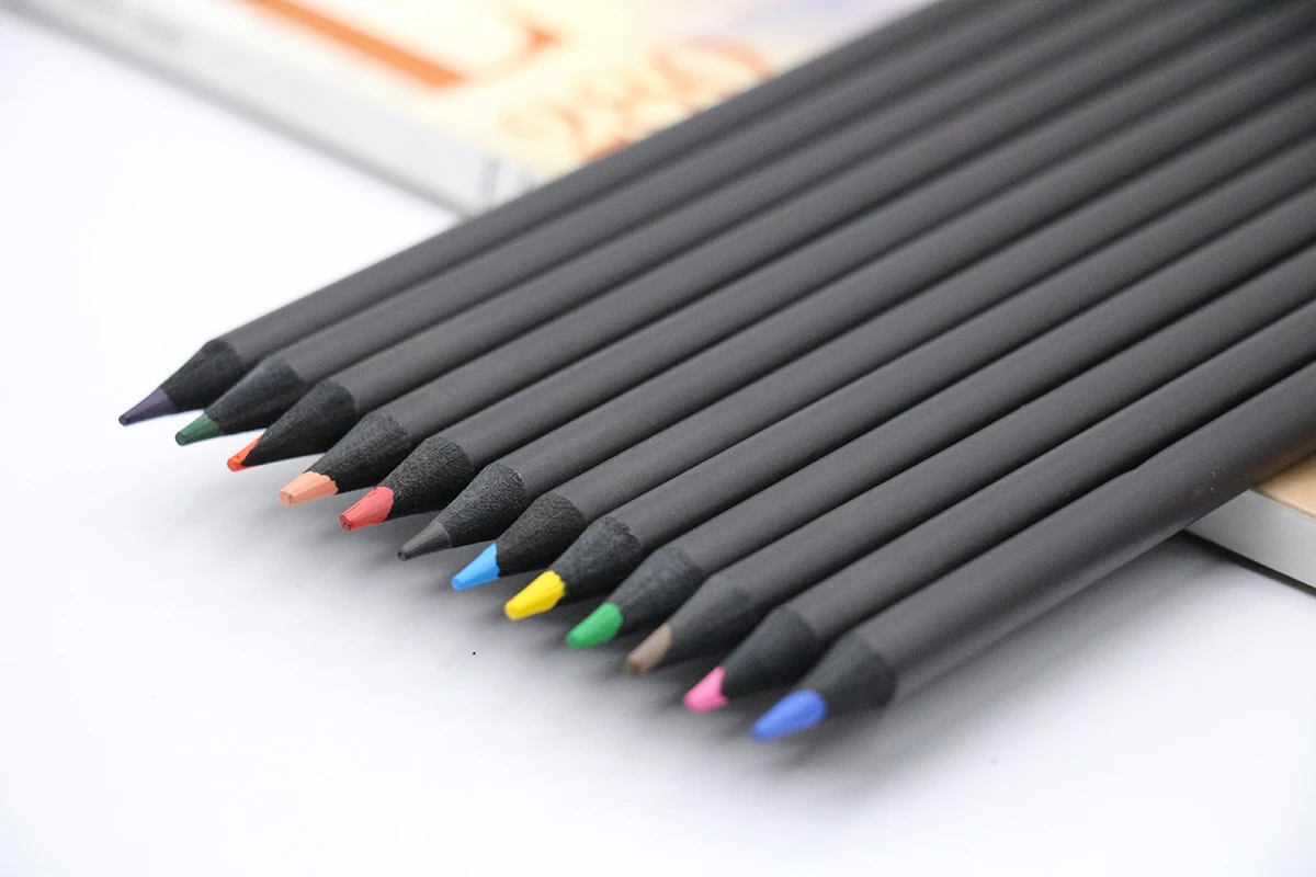 Factory wholesale Customized Wooden Colored Pencils set 12 Pack High Quality Wood Colored Pencils 12 colors