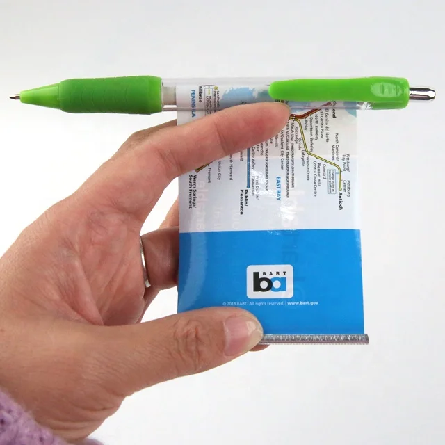 Classic Plastic Cheap Scroll Pen with Banner Pens and Full Color Printing on Two Sides of Paper