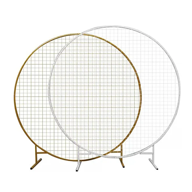 HOT Wedding Grid Arch Prop Round Ring Lawn Backdrop Stand Iron Circle Balloon Arch Artificial Flower Decor Birthday Party Supply