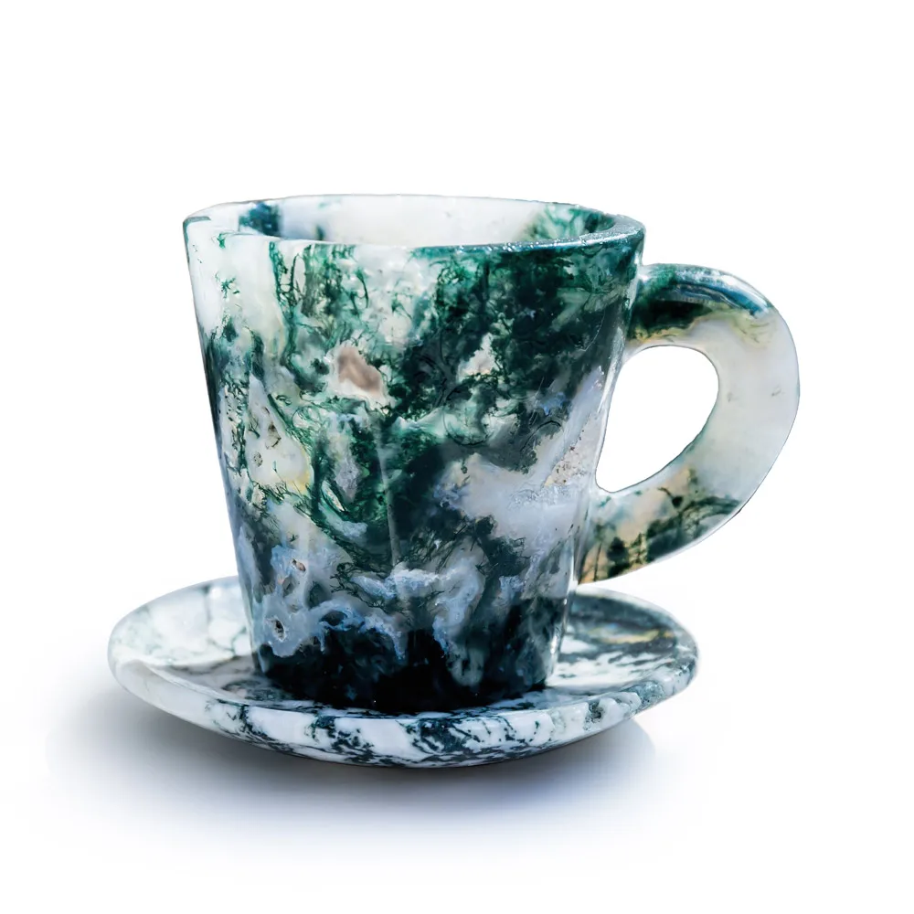 Natural Stones Moss Agate Crystal Cup Set Gemstone Crafts Crystal Wholesale Bulk