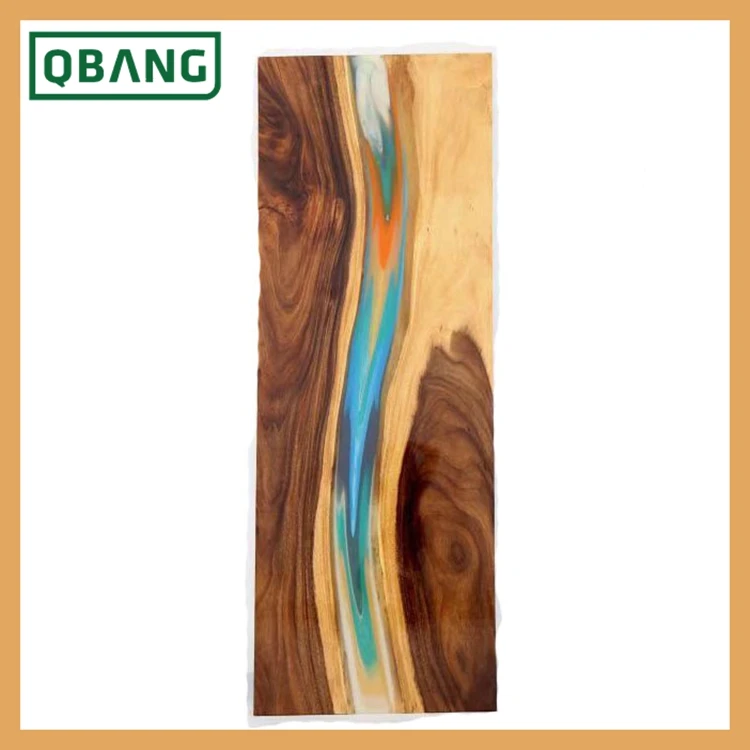 blue live edge river resin wooden dinning coffee table
