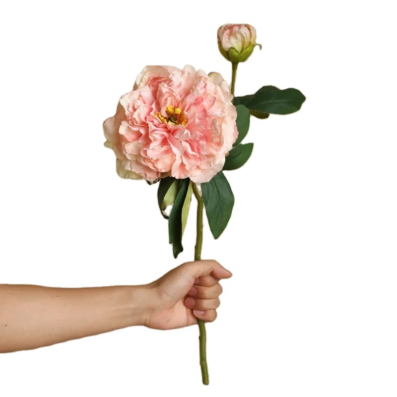 SEASON 2 Heads Peony Burnt Edge Artificial Flower for Home Table Decoration Single Silk Flowers Real Looking Peonies Flower