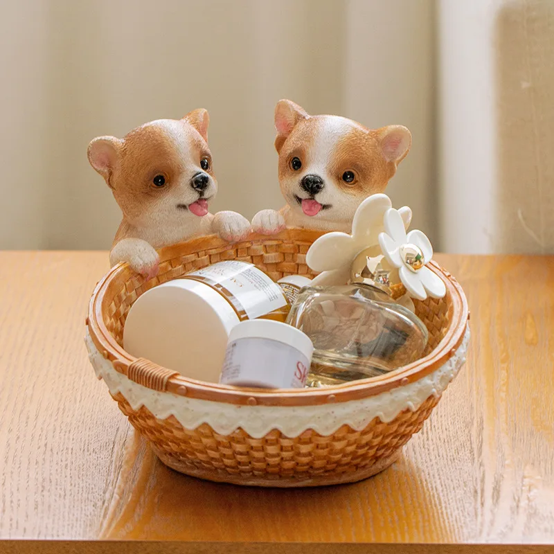 European Style Creative Resin Dog Storage Ornaments for Entrance Key Door Shoe Cabinet Living Room TV Cabinet Decorations