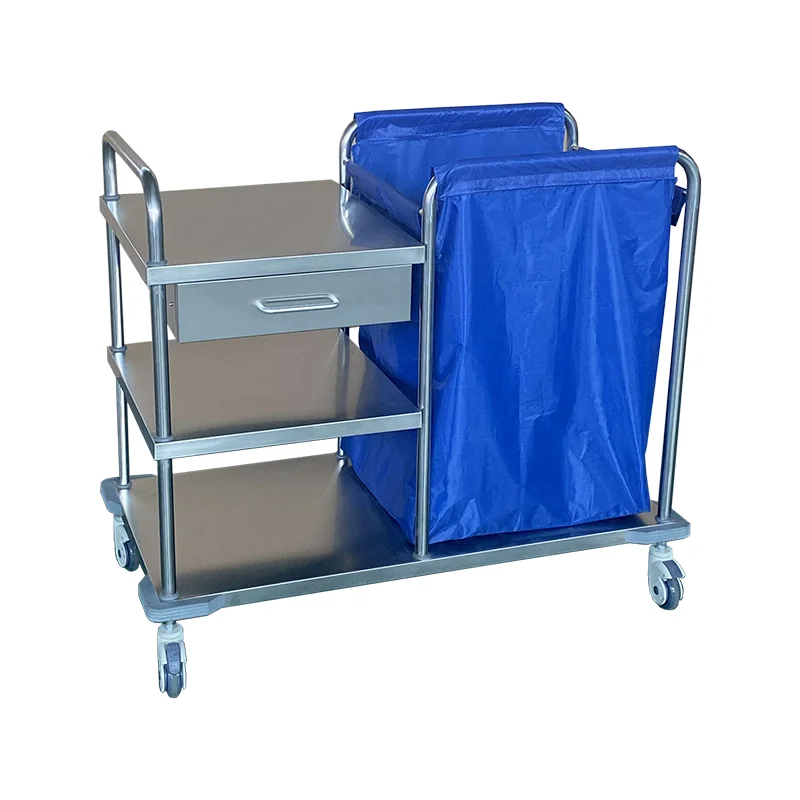 YFQ013 Stainless Steel Laundry Cart With Drawer