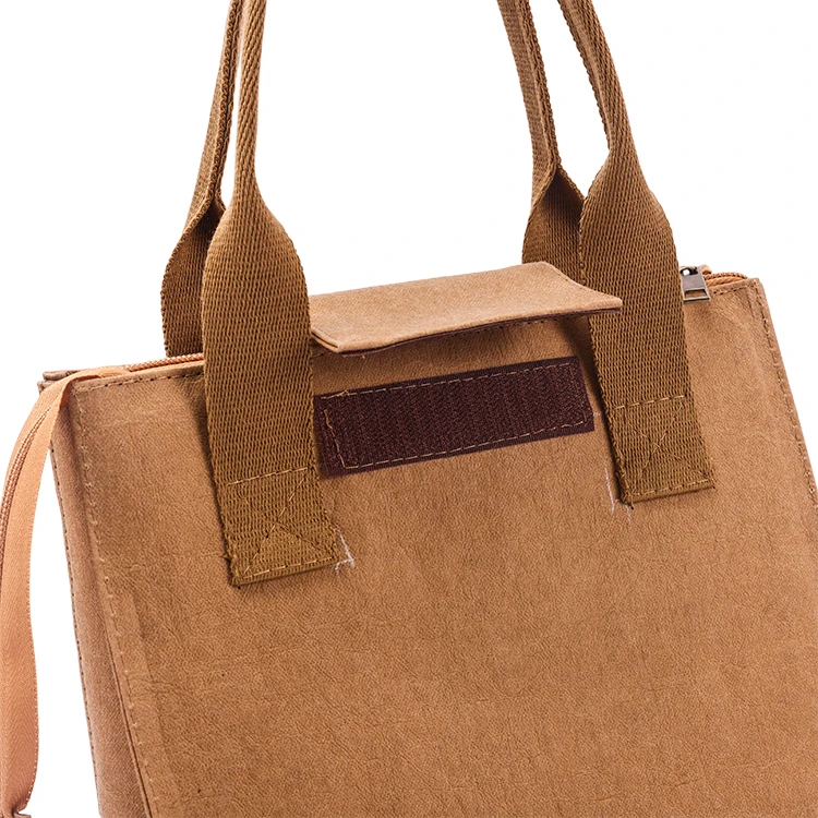 High quality brown washable paper durable waterproof coated Dupont paper thermal bag insulated lunch cooler tyvek bag for food