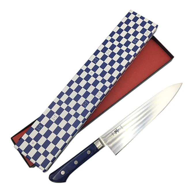 Beige color gift box wooden handle stainless steel knife set