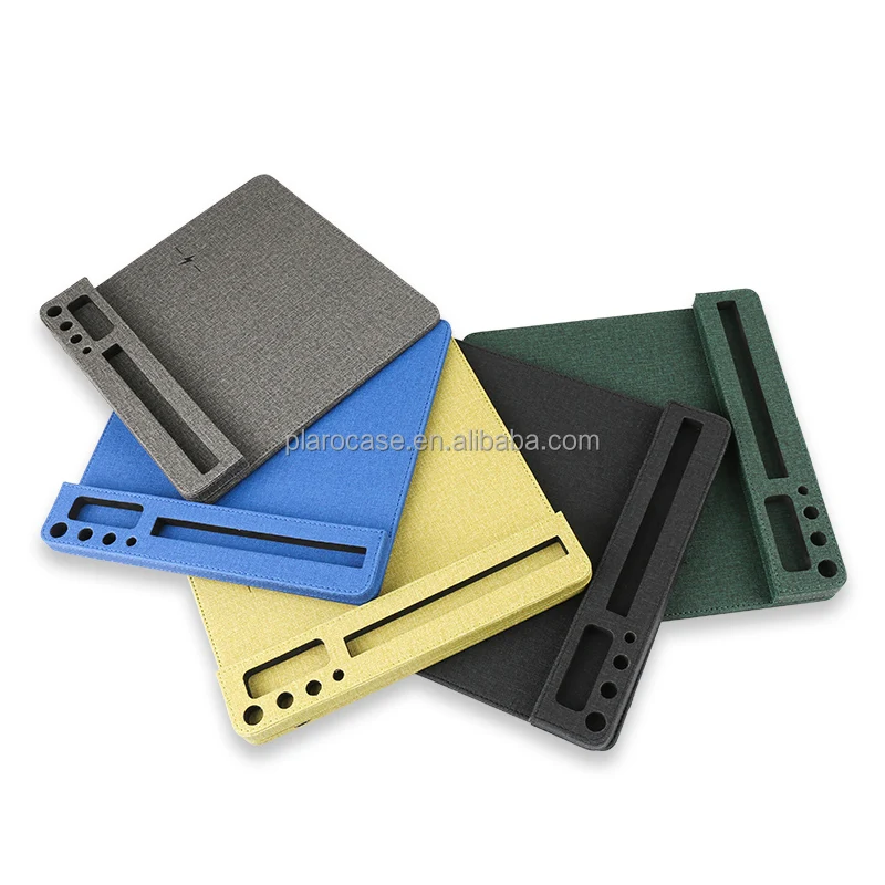 Wireless Charging Promotional Computer Multifunctional Mouse Pad with USB Hub Pen Phone Holder