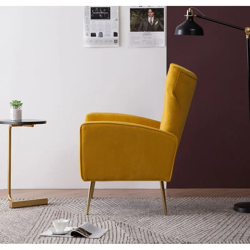  Современный бархатный стул Lauretta Wingback из блестящей ткани с высокой спинкой кресло для отдыха