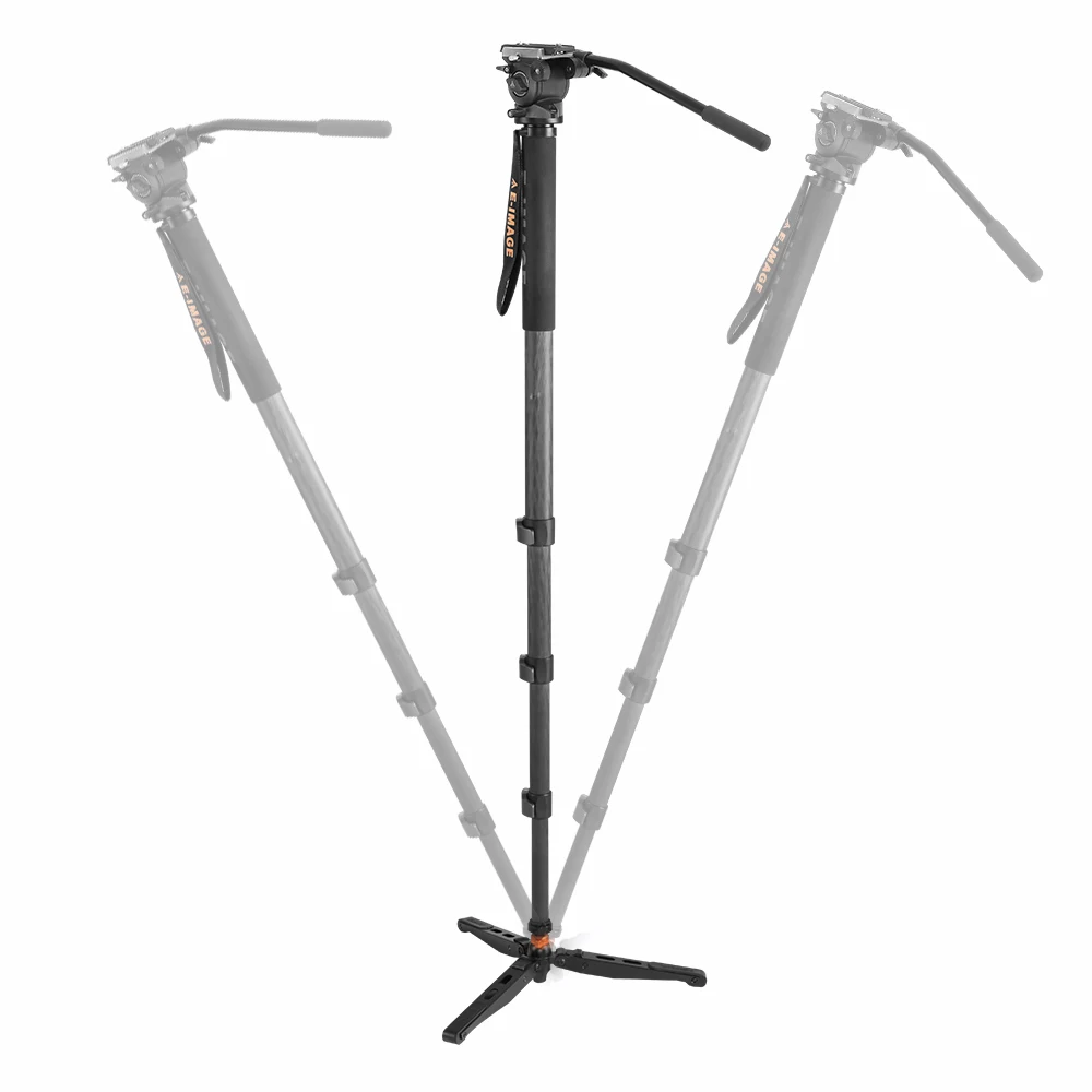E-IMAGE MC800 + 630FH профессиональный компактный и Портативные операторские рельсы из углеродного волокна монопод для видеокамеры с панорамной головкой телескопическая Охота штатив-Трипод