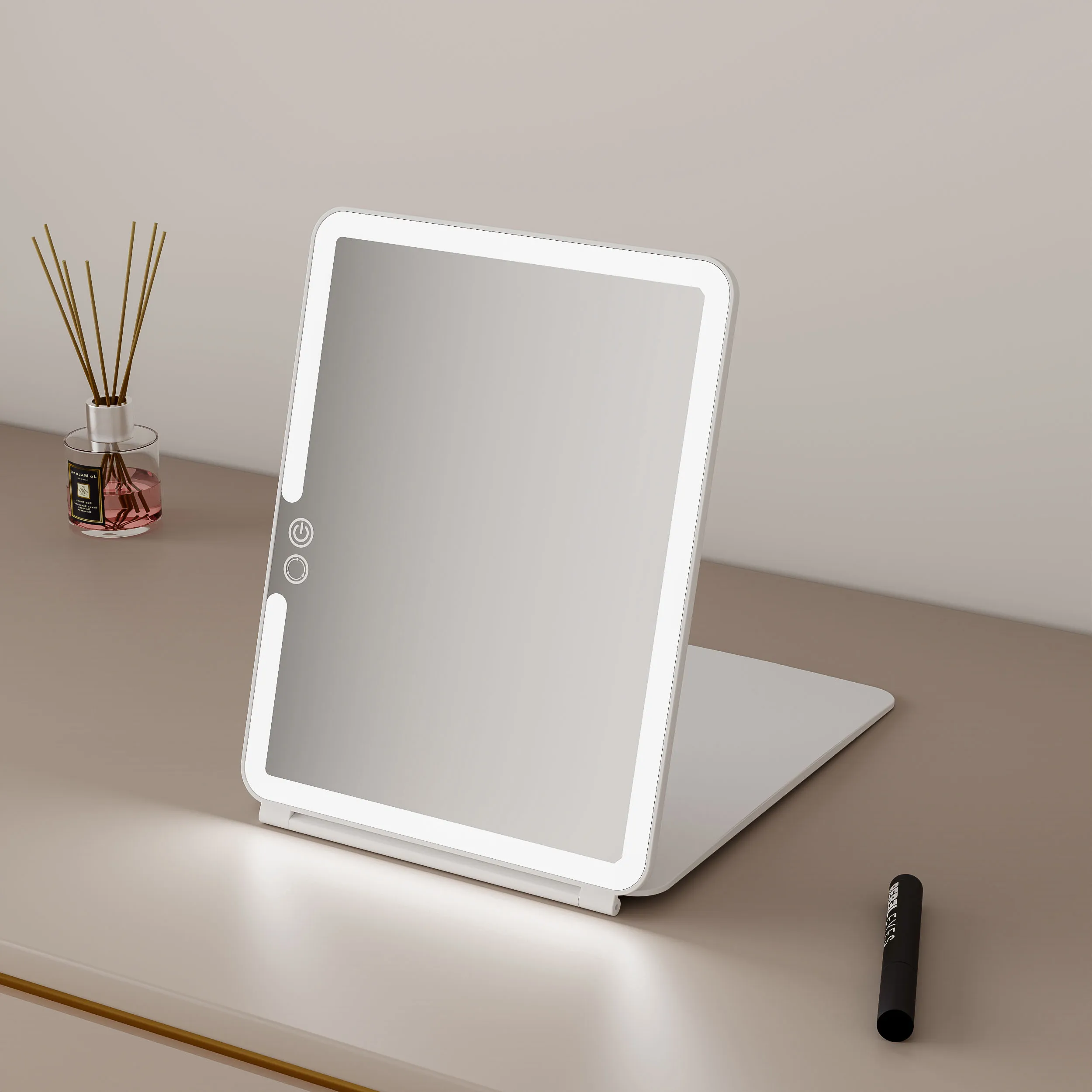 Manufacturers Square Portable Type C Lighted Foldable Cosmetic Makeup With Led Light Rechargeable Travel Make Up Mirror