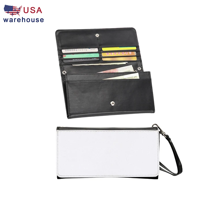 USA warehouse free shipping pu leather sublimation Blank women wallet single side folded money bag 30pcs/case