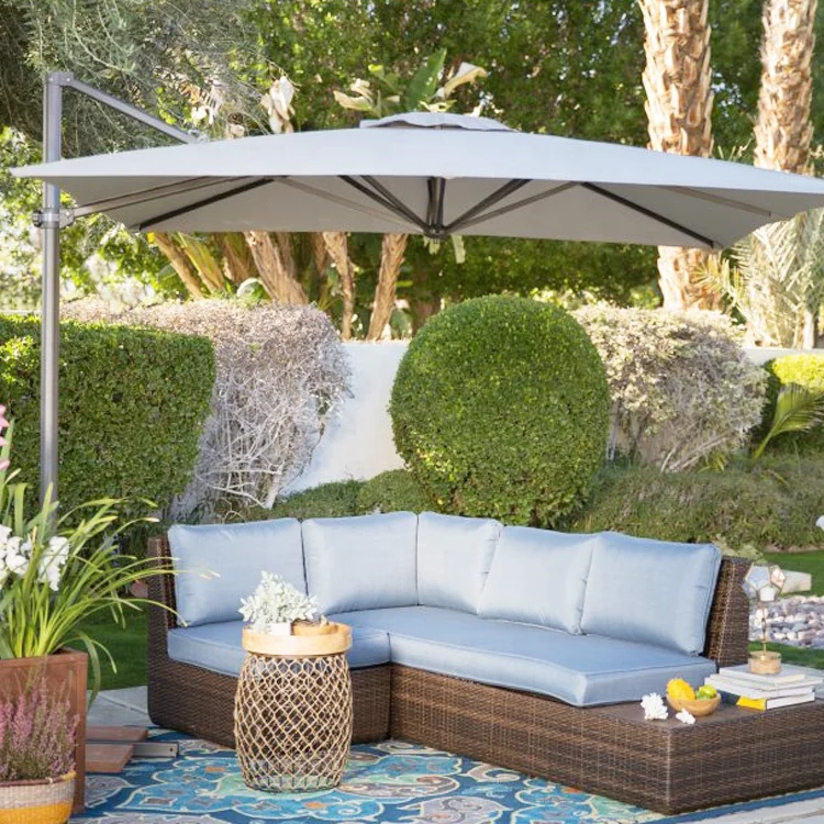 UV Protected Roma Offset Parasol 10 Ft Square Outdoor Hanging Umbrella