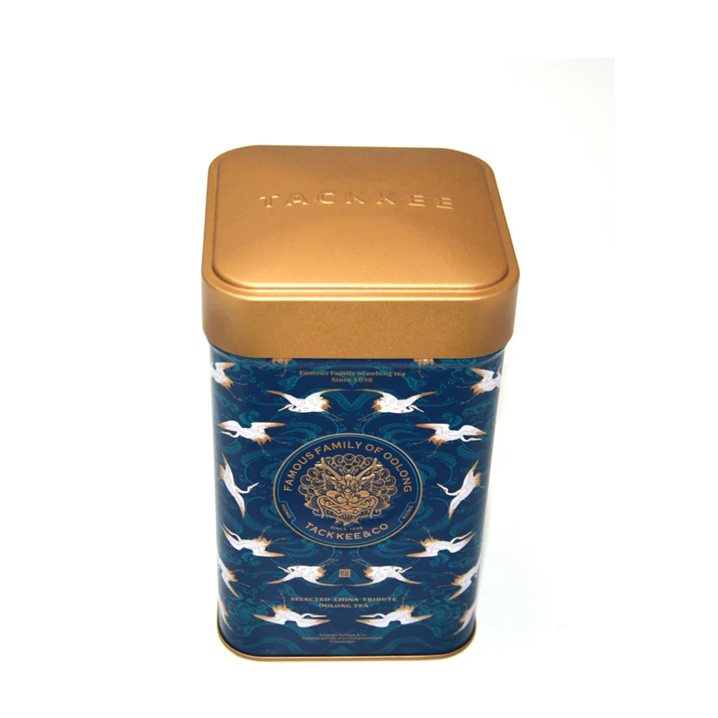 Green Square Custom Tin Box for Tea Coffee or Packaging with OEM Service