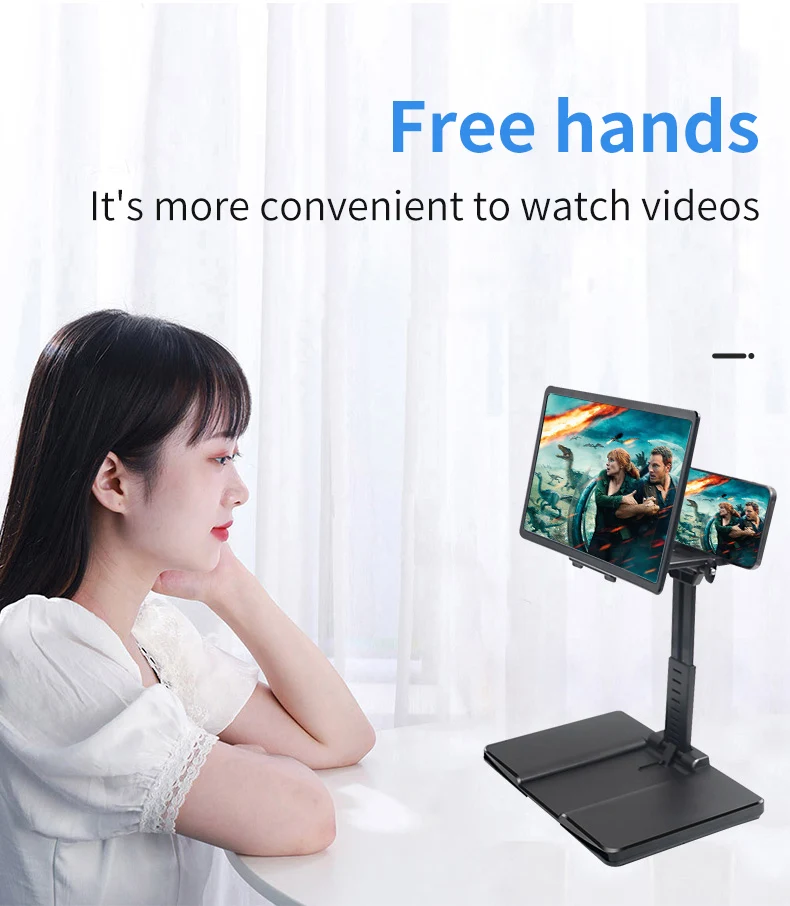 Portable 12inch Screen Magnifier Desktop Phone Stand Holder Foldable Mobile Phone 3D Video Amplifier