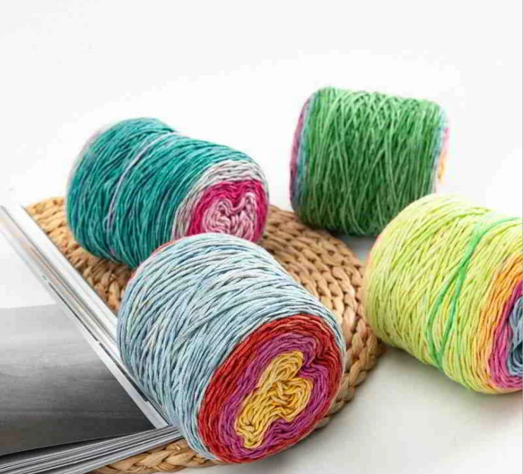 Charmkey Cotton Acrylic hand knitting rainbow crochet yarn cake