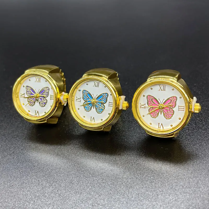 R.Gem. Vintage Butterflies Ladies Unisex Adjustable Quartz Digital Finger Ring Watch