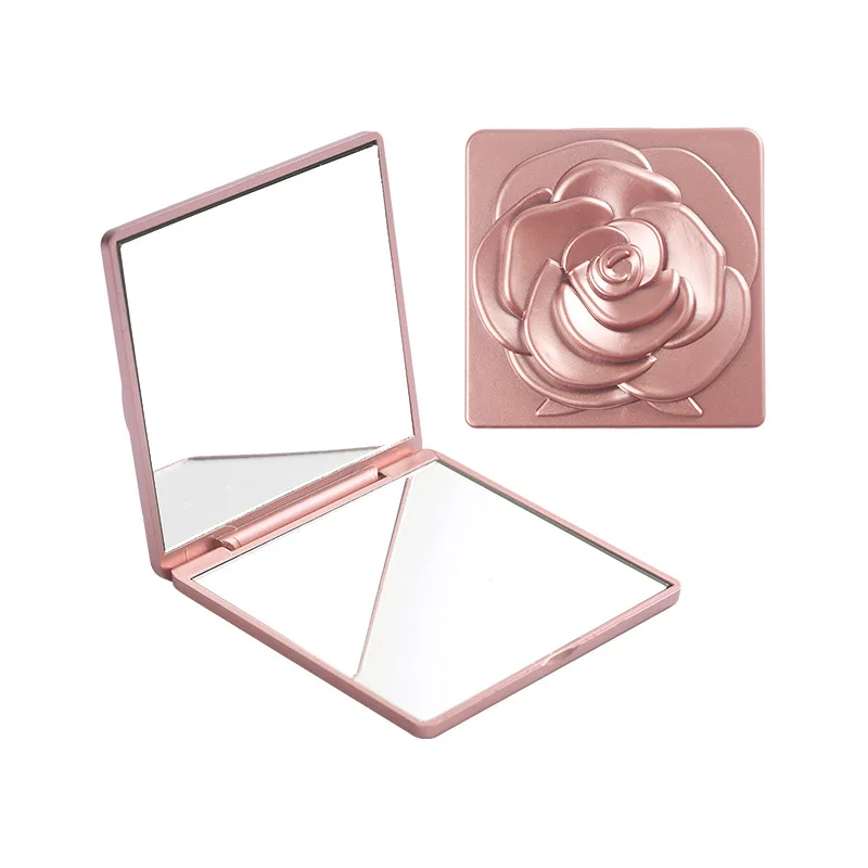 Wholesale Compact Rose Cosmetics Mirror Dual Size Magnify Pocket Mirror Custom logo Luxury Portable Makeup Mirror