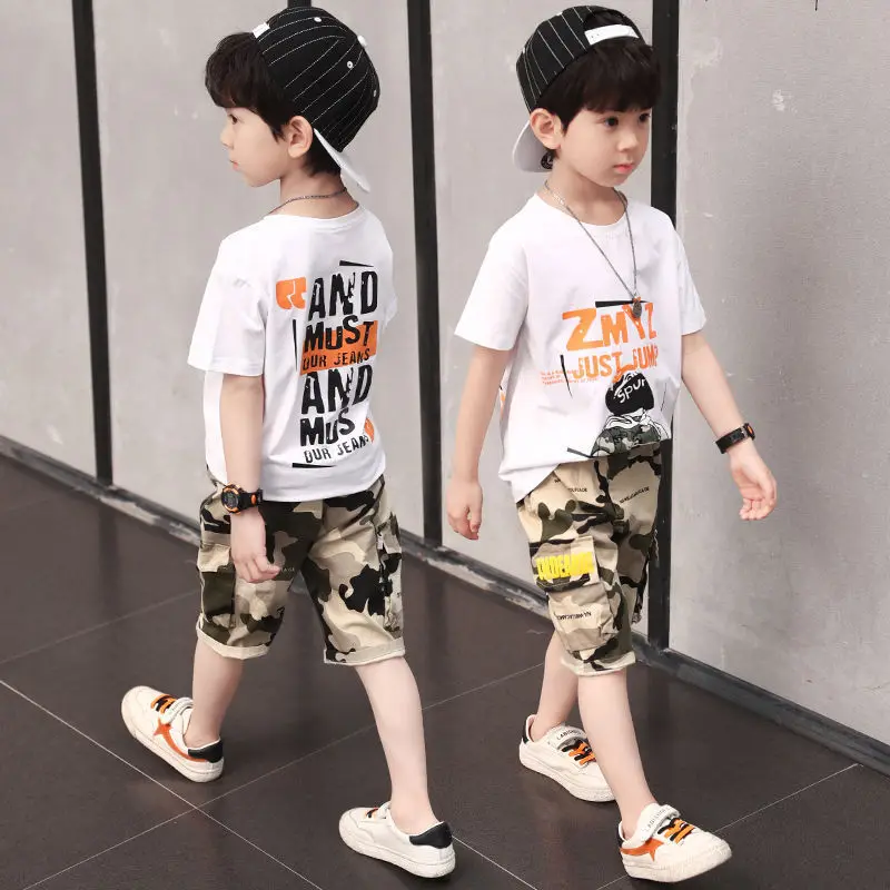 Summer Cheap Baby Boys Clothing Top+Shorts Jogge 5-9y Fashion Kids Clothes Children 2 Pcs Sets