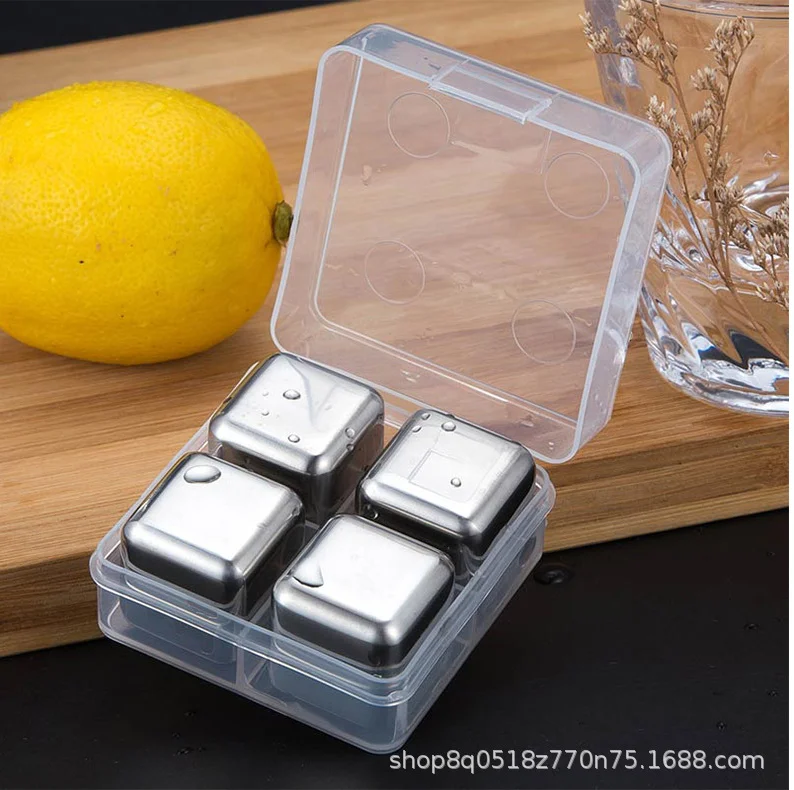 Bar Accessories Food Grade Reusable Whiskey Cold Stones Stainless Steel Ice Cube Whisky For Drinking