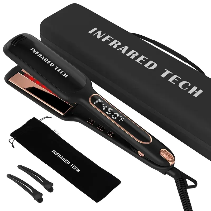 Top Selling Hair Straightener High Quality Titanium Plate Hair Straightener Flat Ion infrared sa dzletiric    custom logo