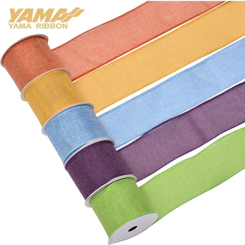 Фабрика Yama 2 5 дюйма ширина 63 мм индивидуальная Смешанная однотонная лента из джутовой проволоки с краями Рождество