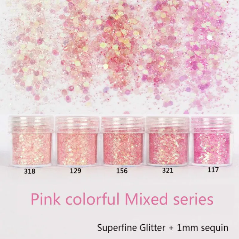 Wholesale High Quality pink Block Blend Polyester Bulk Cosmetics Holographic Glitter for Nail Art, Holiday Decorations